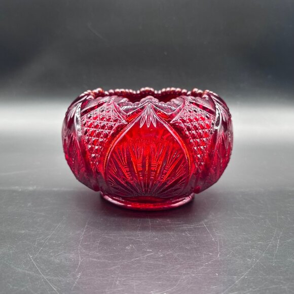 Vintage Fenton Amberina Ruby Red Glass Candle Holder Rose Bowl Mid Century Retro - Picture 4 of 12